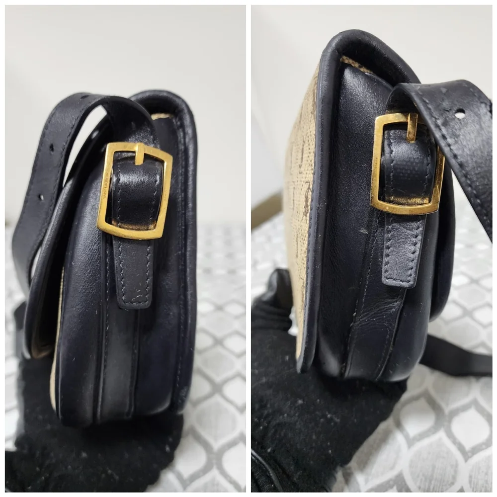 Yves Saint LaurentBeige/Navy Canvas Monogram Satchel Crossbody Bag